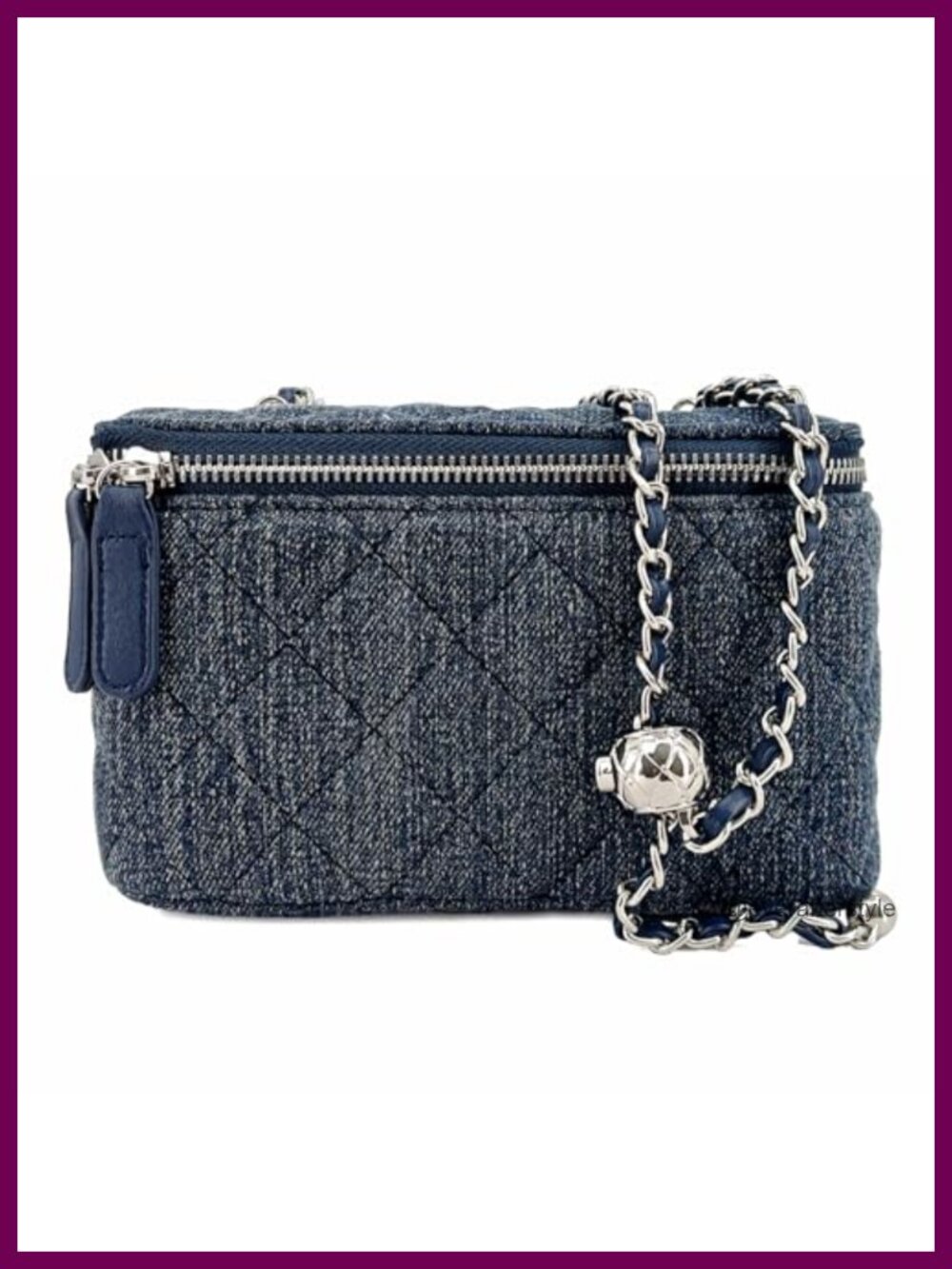 Quilted Denim Crossbody Bag Mini Chain Strap Purse